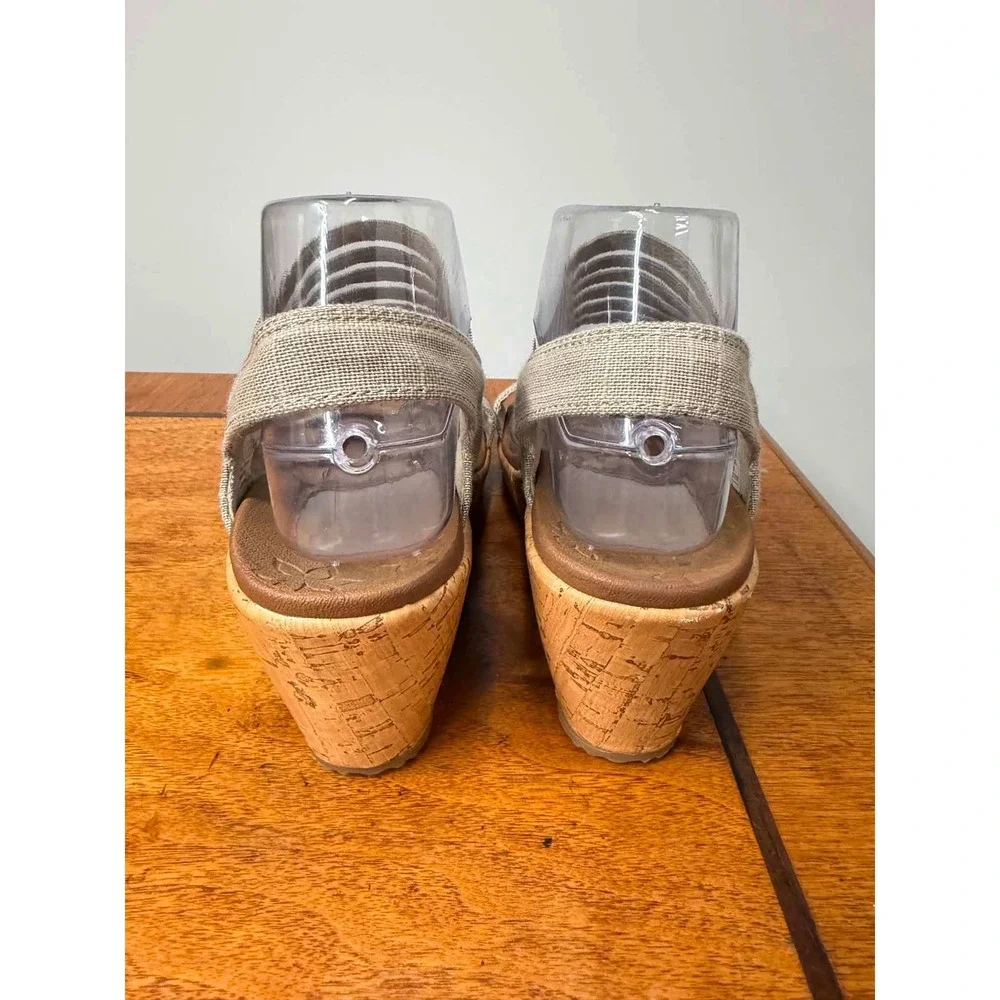 Skechers Rumblers Wild Child Taupe Wedge Sandals 38527 Womens Size 8 Cork Heel